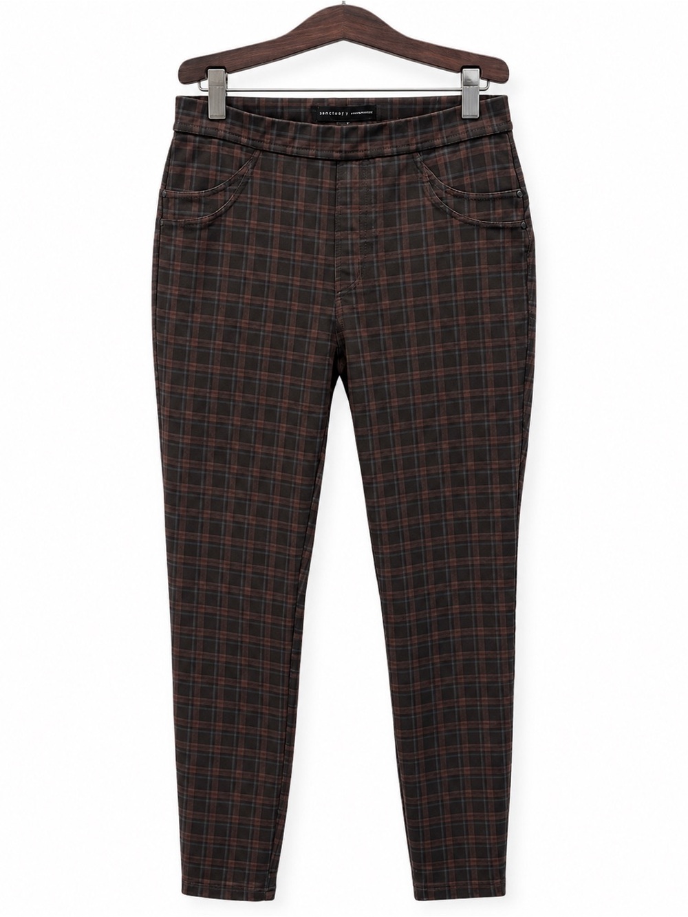Sanctuary Brown and Black Plaid Skinny Pants